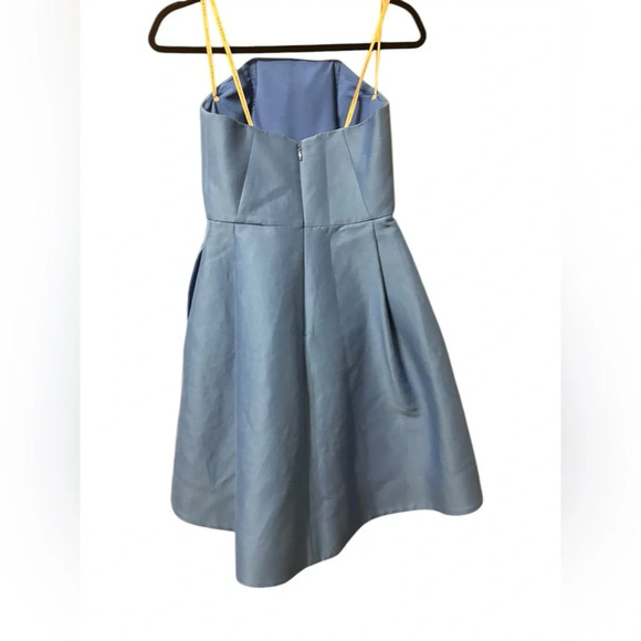 Halston Heritage Royal Blue Rounded Strapless High Low Dress with Pockets Size 2 - Picture 3 of 6